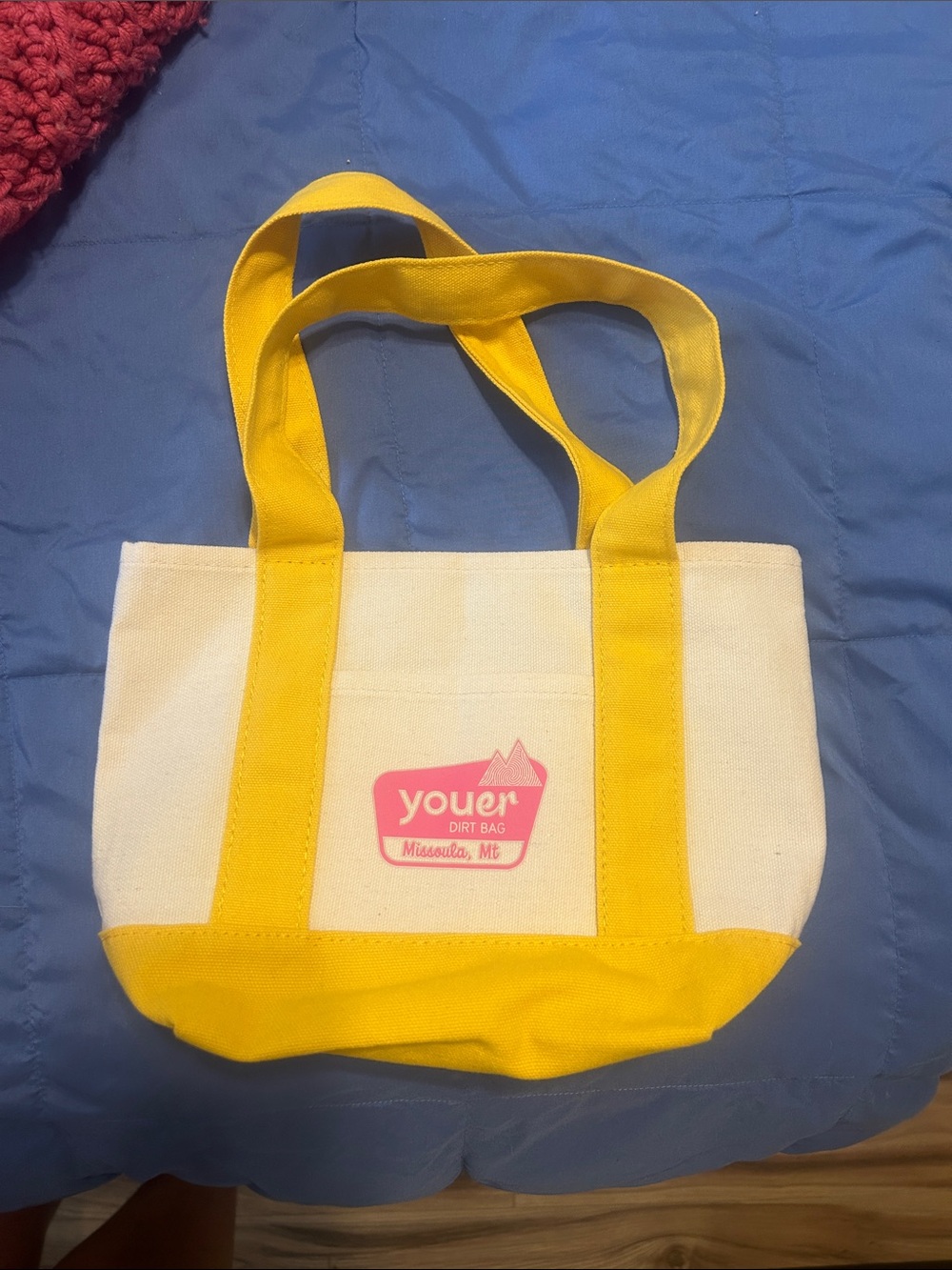 Mini Youer Yellow & Cream Canvas Tote Bag